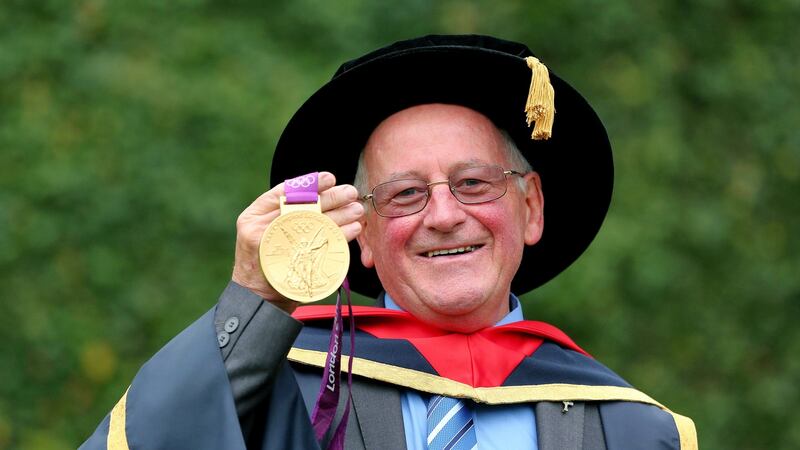 Brother Colm O’Connell pictured with David Rudisha’s Olympic gold medal in 2012. Photograph: Dan Sheridan/Inpho