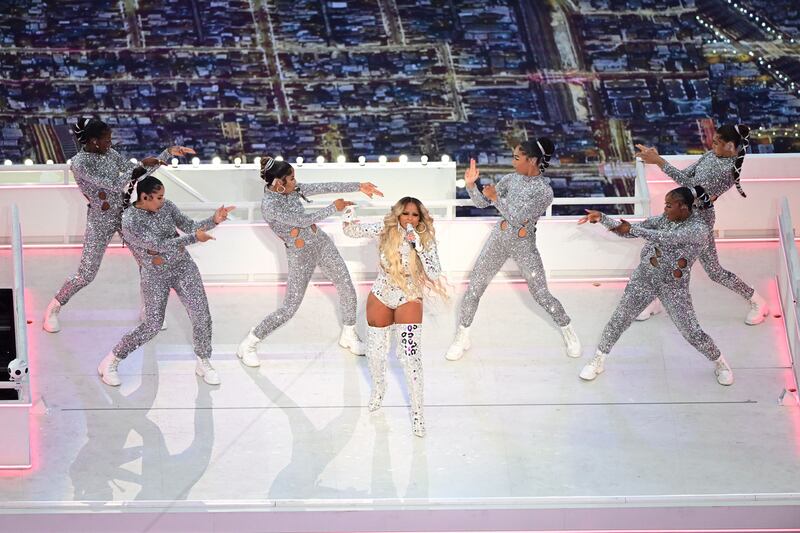 Mary J Blige performs during the 2022 Super Bowl halftime show. Photograph: Ben Solomon/New York Times