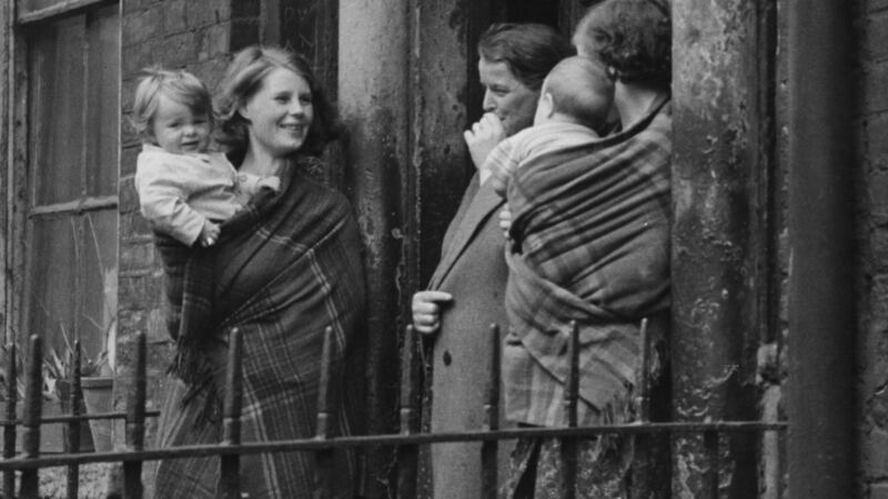 Women chatting at the entrance to a tenement building in Dublin, circa 1945. Photograph: Hulton Archive/Getty Images