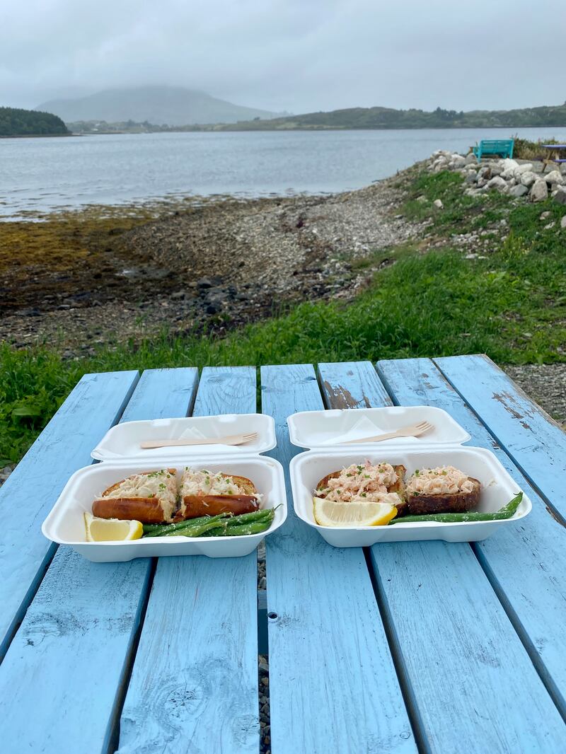 Snappy Snappy crab roll and crab on an open sourdough sandwich.