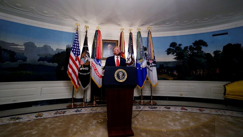 US president Donald Trump makes a statement at the White House on October 27th following reports that US forces attacked  Abu Bakr al-Baghdadi in northern Syria. Photograph: Jim Bourg/Reuters