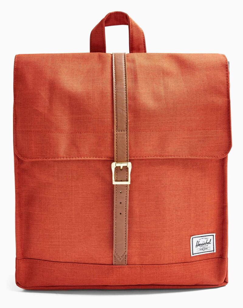 Herschel orange city backpack, ¤70; available from Topman