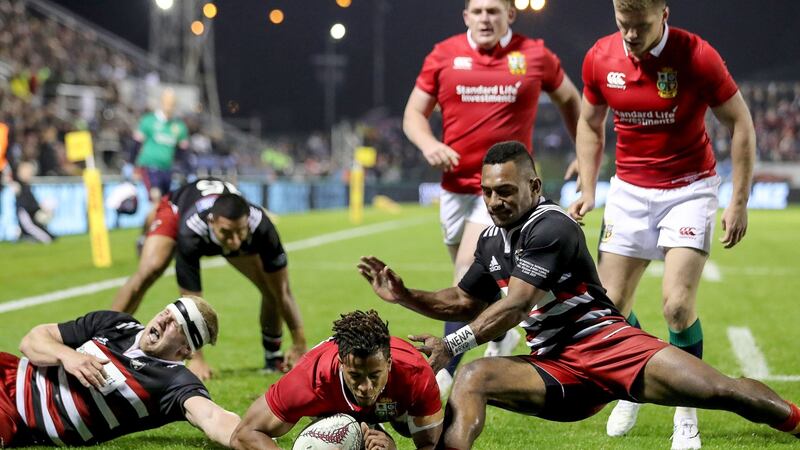 Anthony Watson scores his  try.  Photograph: Dan Sheridan/Inpho