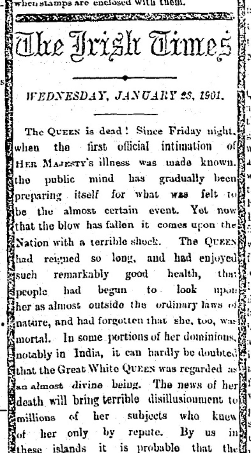 Editorial comment the fay after the death of Queen Victoria
