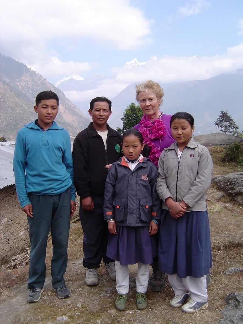 One of Jane Fenlon’s visits to Phuleli in the Solukhumbu region of Nepal, in 2003. Dipa Rai is on the far right. Photograph: Jane Fenlon