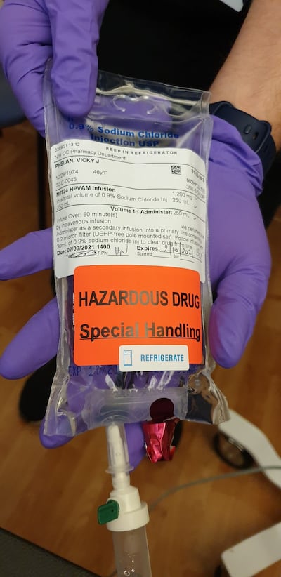 Last month, Vicky getting the the drug M7824.