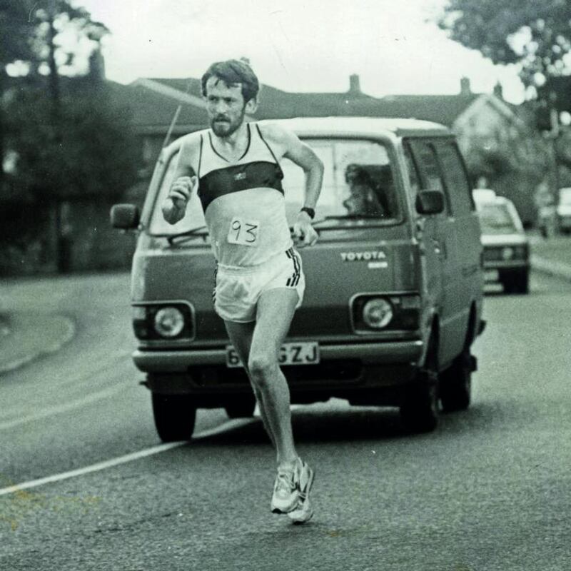 Pat Hooper, who ran 5,990m in training in 1979, when he won the BLE National Marathon title. Photograph: Sportsfile/Connolly Collection