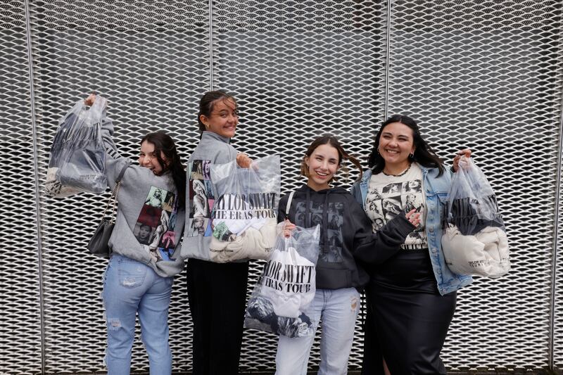 Ximena Hernandez, Luisa Hernandez, Adriana Hernandez and Saahra Gomez who have travelled from Guatemala for the Taylor Swift Dublin concerts. Photograph: Alan Betson

