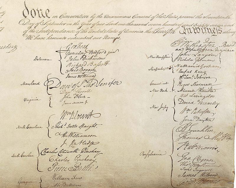 Pierce Butler’s signature can be seen on the left-hand side, he was the final signatory on behalf of the state of South Carolina.