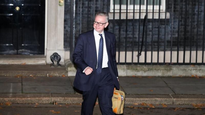 Michael Gove leaving Downing Street on Wednesday, November 14. Gove is willing to become Brexit Secretary but only if he can renegotiate the draft agreement Photographer: Simon Dawson/Bloomberg
