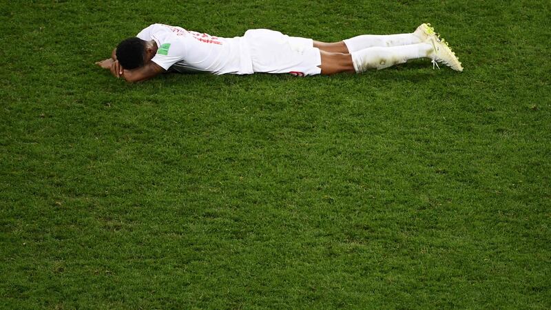 England’s defender Ashley Young after the match at the Luzhniki Stadium. Photograph: Getty Images