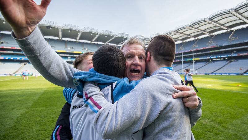 Dominic Corrigan, who teaches PE in St Michael’s, Enniskillen: “The team bond of being in the final year and playing with their classmates, whom they may never play with again, is something unique.” Photograph:   Oisin Keniry/Inpho