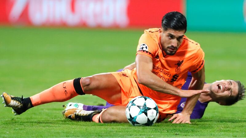 Liverpool’s Emre Can  in action against  Maribor. Photograph: EPA