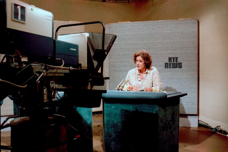 1982: Emer O’Kelly reading the news. Photograph: Peter Harding/RTÉ