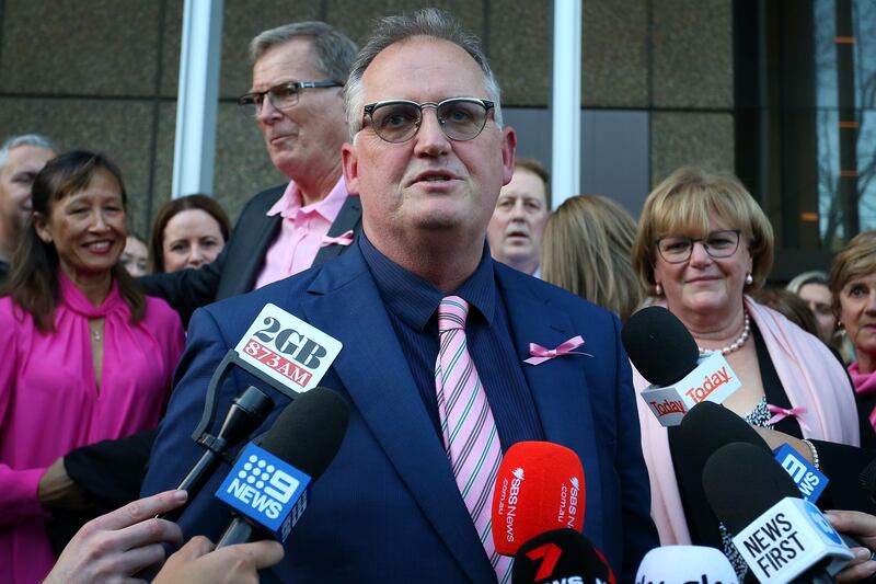Investigative reporter Hedley Thomas Hedley Thomas speaks to the media after Chris Dawson's conviction for the murder of his wife 40 years ago. Photograph: Lisa Maree Williams/Getty Images