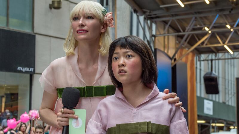Tilda Swinton and Ahn Seo-hyun in Bong Joon Ho’s Okja