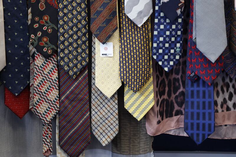 Olann Glas: Ties displayed in the shop on Dublin's Pearse Street. Photograph Nick Bradshaw