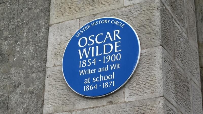 The plaque commemorating Oscar Wilde’s school days at Portora, Enniskillen, Co Fermanagh: the small market town and the austerity of its boarding school must have presented a considerable contrast to the style and comfort of their early lives in Dublin
