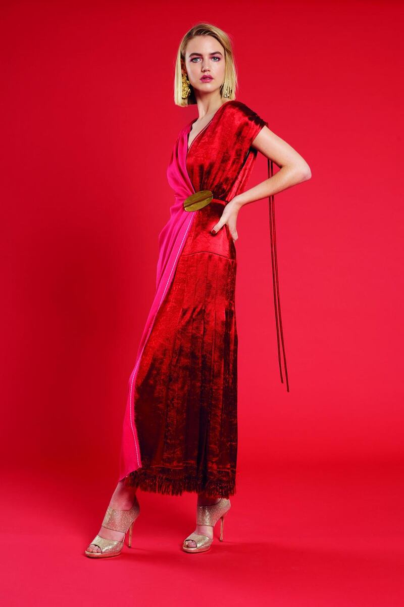 Fringe benefits: Vanessa wears dress, €2,590, Marni; earrings, €149, Dryberg Kern; and shoes, €407, Jimmy Choo