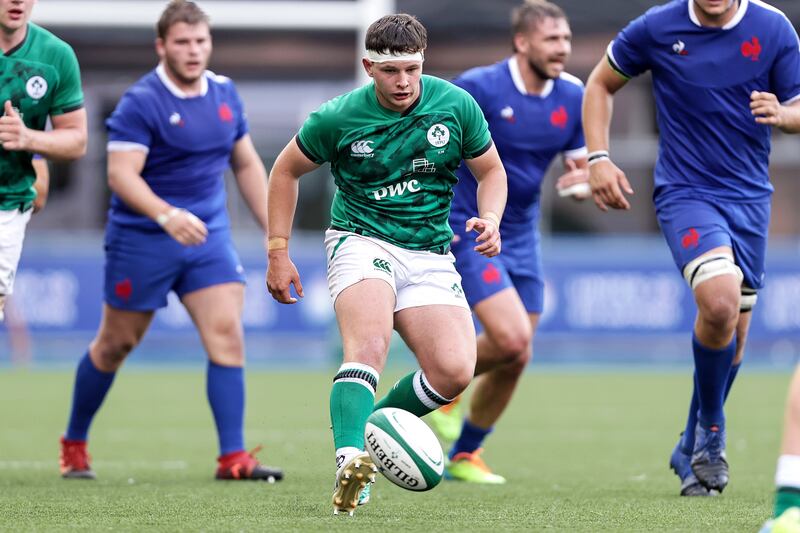 Ireland's Ronan Loughnane in action against France in a U20 Six Nations match in July 2021. Photograph: Laszlo Geczo/Inpho