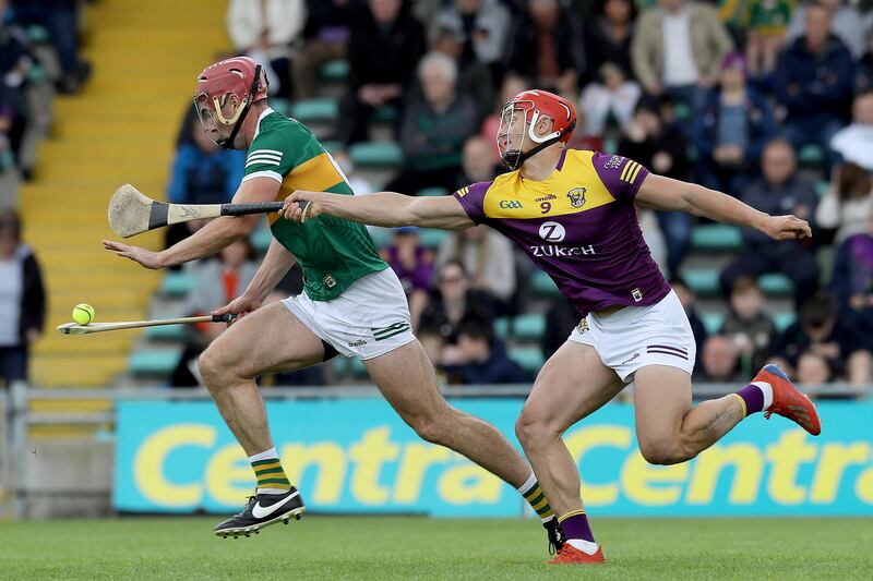 Kerry's Fionan Mackessy in action against Lee Chin of Wexford during the All-Ireland SHC preliminary quarter-final in 2022. Photograph: Lorraine O’Sullivan/Inpho