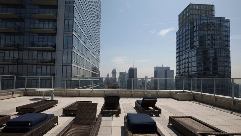 The rooftop lounge of the $85m  Manhattan condominium. Photograph: James Estrin/The New York Times