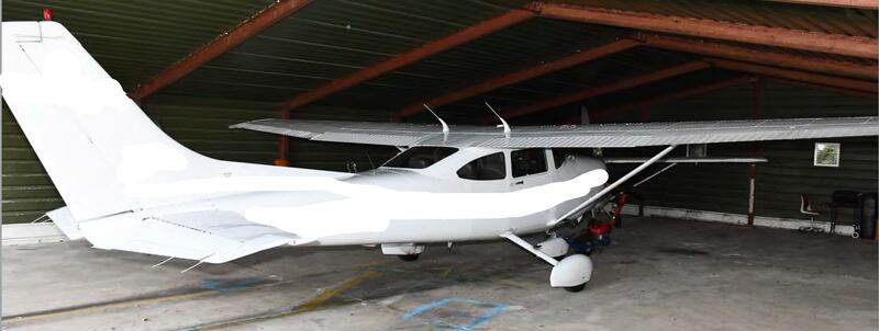 The light aircraft seized by gardaí at an airfield in Co Longford. Photograph: Garda Press Office