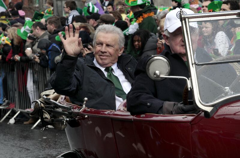 John Giles makes his way down O'Connell Street as Grand Marshall of the 2012 St Patrick's Day Parade. Photograph: Brenda Fitzsimons  
