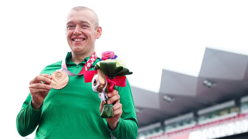Ireland’s Gary O’Reilly with his bronze medal. Photograph: Tommy Dickson/Inpho