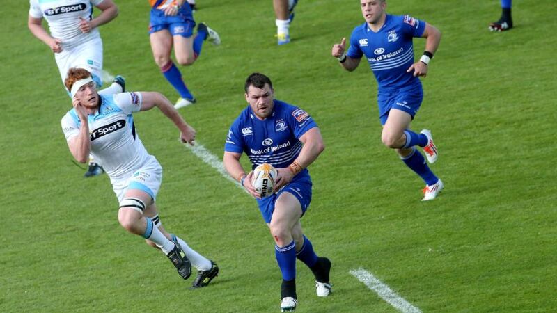Leinster’s Cian Healy makes a break against Glasgow at the RDS. Photograph: Ryan Byrne / Inpho