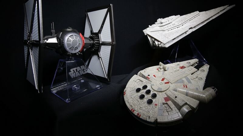 The iHome Star Wars bluetooth speakers on display with a remote control at CES 2016 at the Las Vegas Convention Center. Photograph: Alex Wong/Getty Images