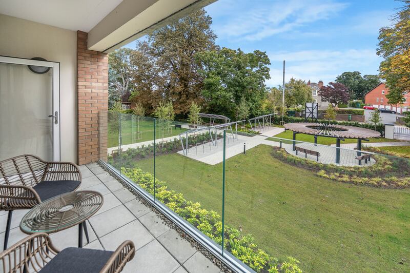 Terrace overlooking communal garden