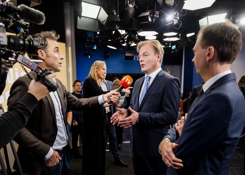 Leader of the New Social Contract (NSC) party Pieter Omtzigt. His is one of the three leading parties. Photograph: Sem van der Wal/ANP/AFP via Getty Images