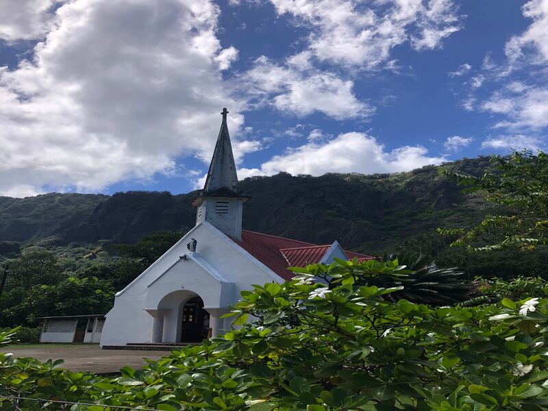 Church at Tahuata, Marquesa Islands. Photograph: Gemma Tipton