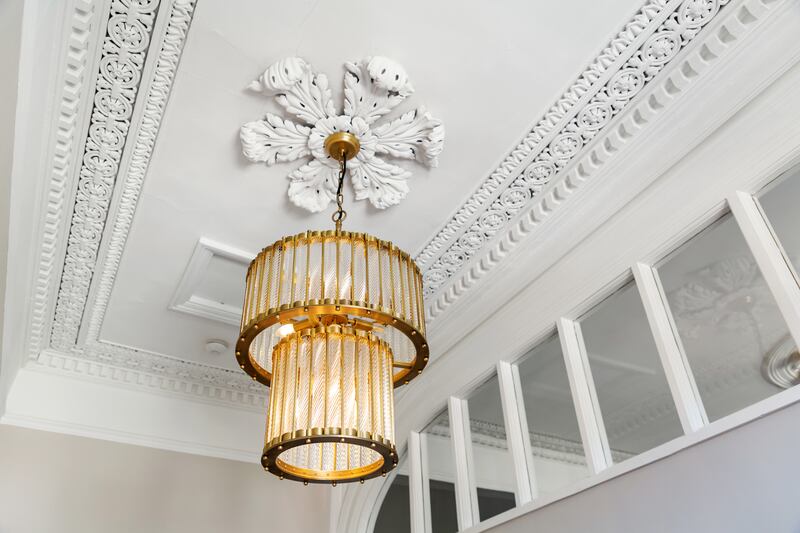 Cornicing and centre rose in hallway