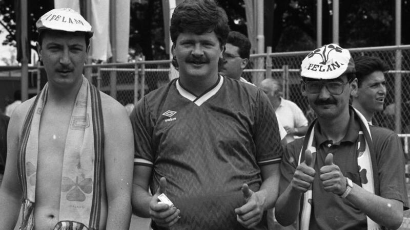 Euro 88: Before the Soviet Union game the FAI printed hundreds of notices for the Irish supporters, thanking them for behaving so well. Photograph: INM/Getty