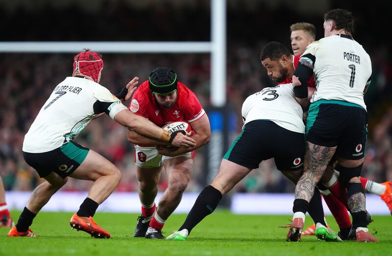 Wales' Nicky Smith tackled by Ireland's Josh van der Flier. Photograph: David Davies/PA