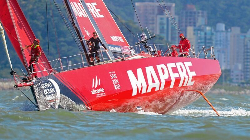 Spain’s second-placed Mapfre team. Photograph: Eduardo Valente/AFP