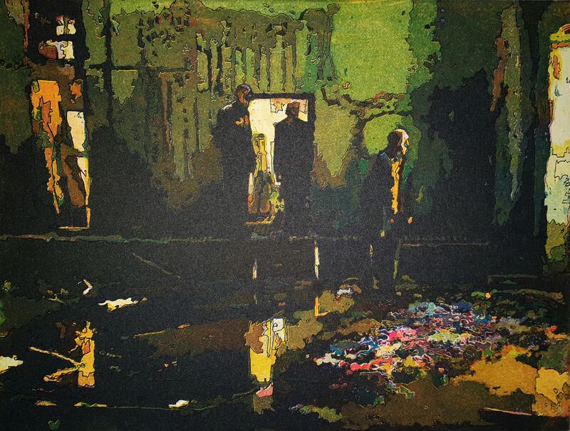 Flooded Interior by David McGinn. Etching and aquatint