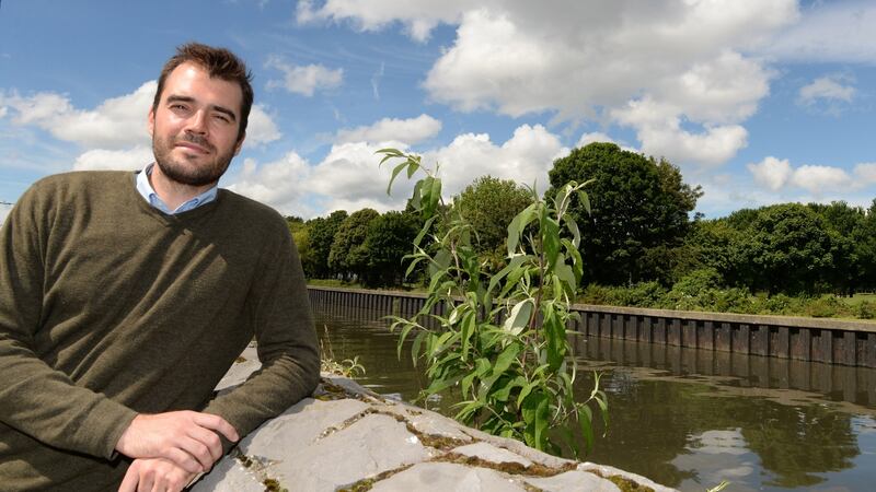 ‘I don’t have many Irish friends. It’s really difficult to break through to Irish people,’ says  Leather,  pictured by the Tolka River in Dublin. Photograph: Dara Mac Dónaill