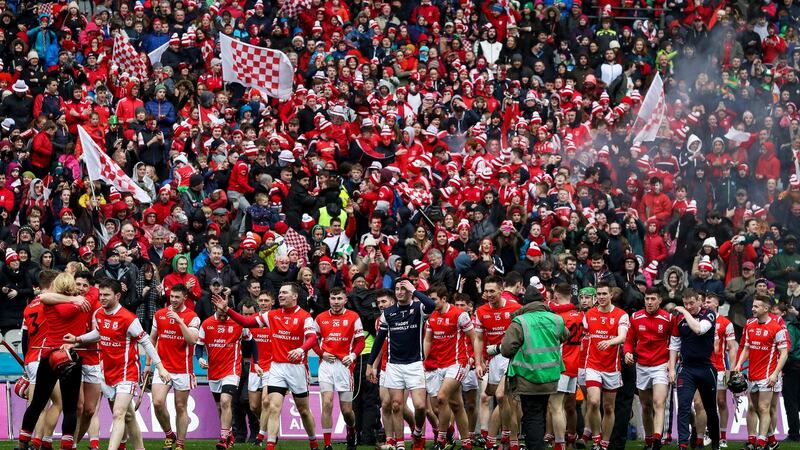 Cuala celebrate winning the All-Ireland Senior Club Hurling Championship Final at  Croke Park in 2017. Photograph: Tommy Dickson/Inpho