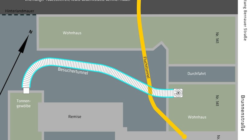 Illustration of the 1970 tunnel map route. Credit: ©Berliner Unterwelten e.V.