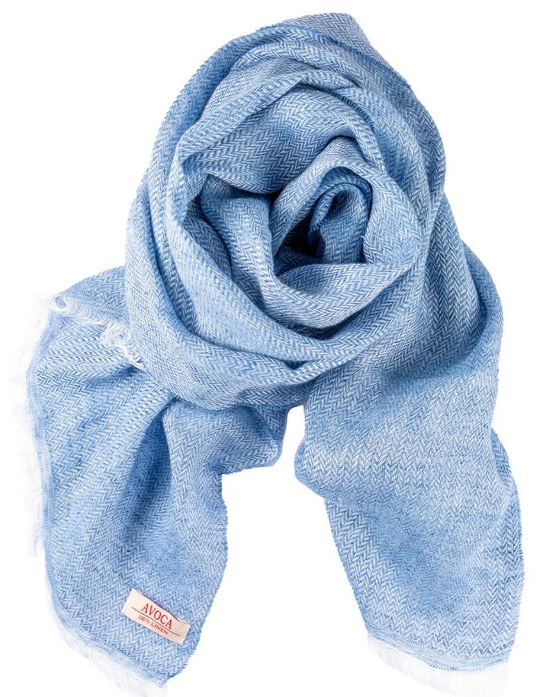 Pale blue linen herringbone scarf (€69.95) from Avoca