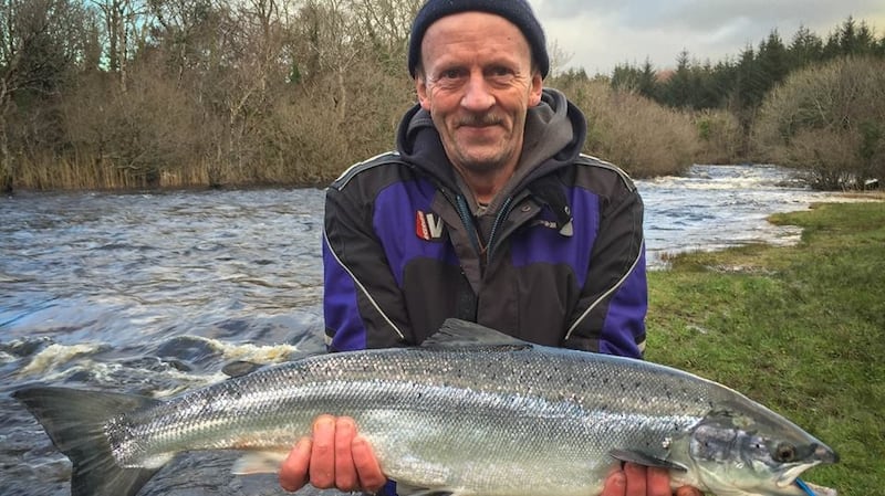 Johnny McBrearty from Kinlough with the first fly-caught salmon of the season from the Crooked Pool on the Drowes. It weighed 3.8kg and fell to a size 8 Willie Gunn double.