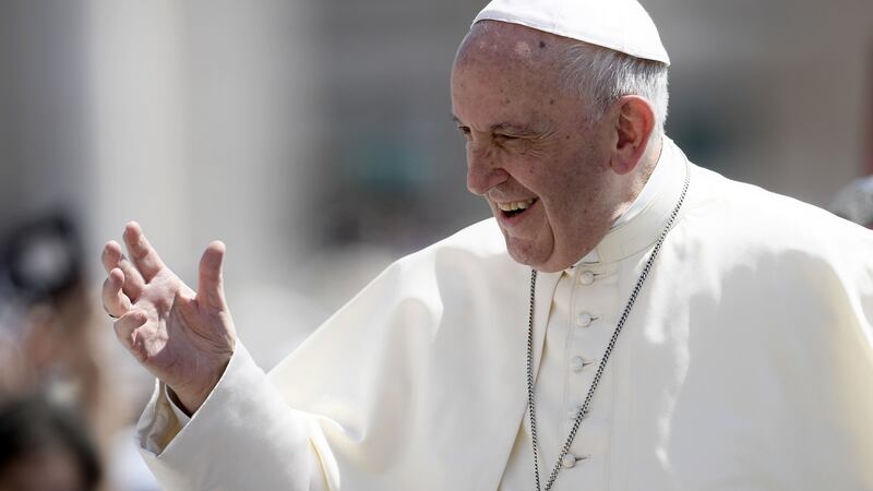 Pope Francis blesses the faithful at St. Peter’s Square in the Vatican. Photograph: Filippo Monteforte / AFP