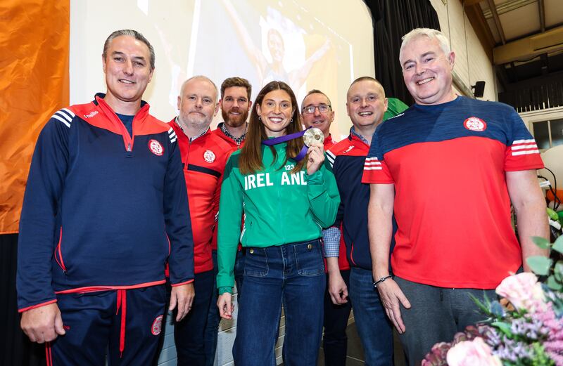 O'Connor with members of Dundalk St Gerards Athletic Club. Photograph: Dan Clohessy/Inpho