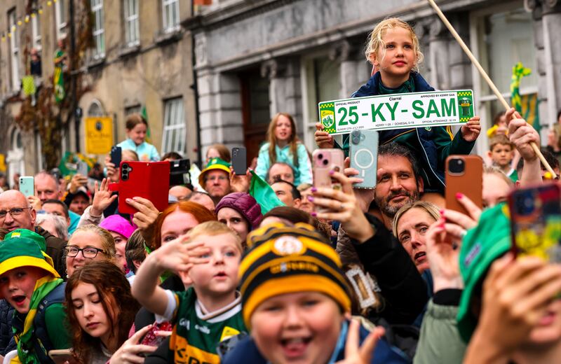 Kerry fans celebrate as the team returns to Tralee. Photograph: Ben Brady/Inpho
