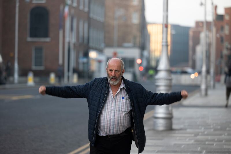Danny Healy-Rae exercising near Government Buildings in Dublin. Photograph: Sam Boal/Collins Photos