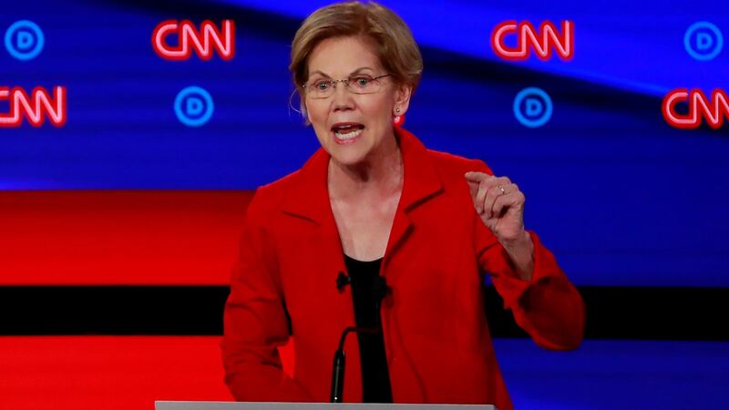 US presidential candidate Senator Elizabeth Warren speaks during the first night of the second 2020 Democratic US presidential debate in Detroit, Michigan. Photograph: Reuters/ Lucas Jackson