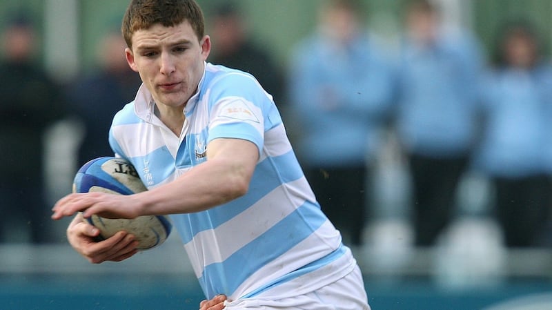 Andrew Conway in action for Blackrock College in 2009. The winger won the Leinster Schools Rugby Senior Cup during his time there. Photograph: Lorraine O’Sullivan/Inpho